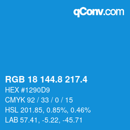カラーコード: RGB 18 144.8 217.4 | qconv.com