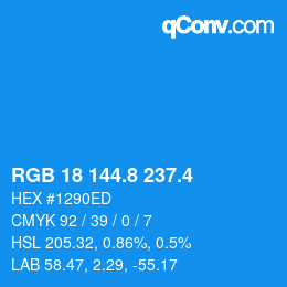 カラーコード: RGB 18 144.8 237.4 | qconv.com