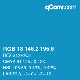 カラーコード: RGB 18 146.2 195.6 | qconv.com
