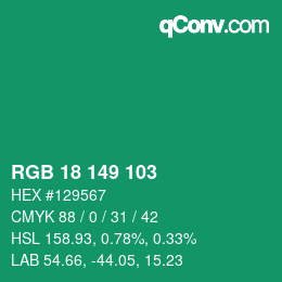 Color code: RGB 18 149 103 | qconv.com