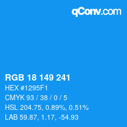 Color code: RGB 18 149 241 | qconv.com