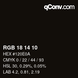 カラーコード: RGB 18 14 10 | qconv.com