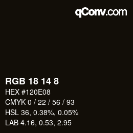 カラーコード: RGB 18 14 8 | qconv.com