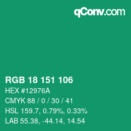 Farbcode: RGB 18 151 106 | qconv.com