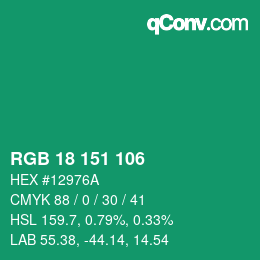 Color code: RGB 18 151 106 | qconv.com