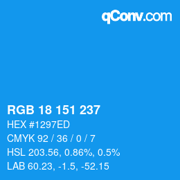 Color code: RGB 18 151 237 | qconv.com
