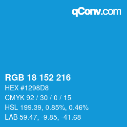 カラーコード: RGB 18 152 216 | qconv.com