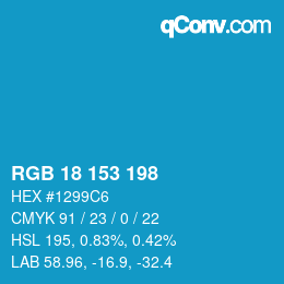 Color code: RGB 18 153 198 | qconv.com