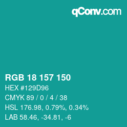 Color code: RGB 18 157 150 | qconv.com