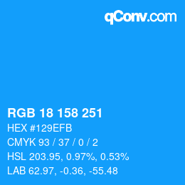 カラーコード: RGB 18 158 251 | qconv.com