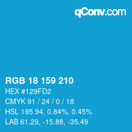 カラーコード: RGB 18 159 210 | qconv.com