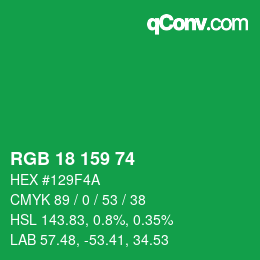 カラーコード: RGB 18 159 74 | qconv.com