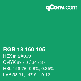 Color code: RGB 18 160 105 | qconv.com
