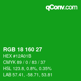 Color code: RGB 18 160 27 | qconv.com