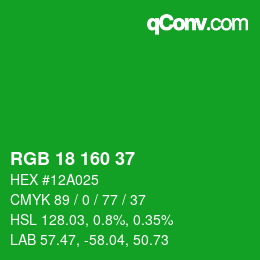Color code: RGB 18 160 37 | qconv.com