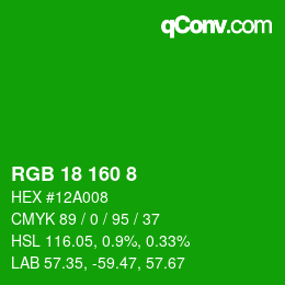 Color code: RGB 18 160 8 | qconv.com