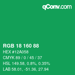 Color code: RGB 18 160 88 | qconv.com