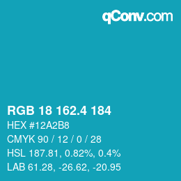 カラーコード: RGB 18 162.4 184 | qconv.com