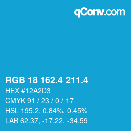 カラーコード: RGB 18 162.4 211.4 | qconv.com