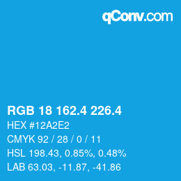 カラーコード: RGB 18 162.4 226.4 | qconv.com