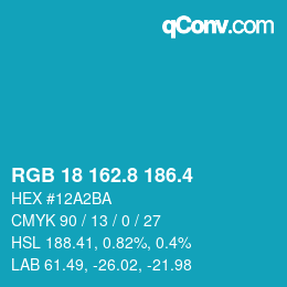 カラーコード: RGB 18 162.8 186.4 | qconv.com