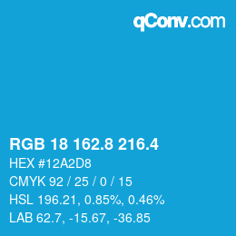カラーコード: RGB 18 162.8 216.4 | qconv.com