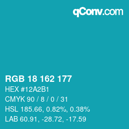 Color code: RGB 18 162 177 | qconv.com
