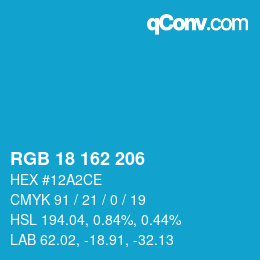 颜色代码: RGB 18 162 206 | qconv.com