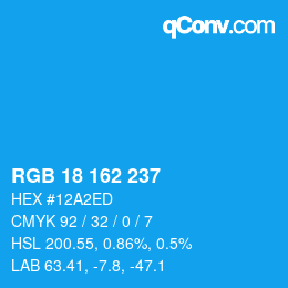 Color code: RGB 18 162 237 | qconv.com