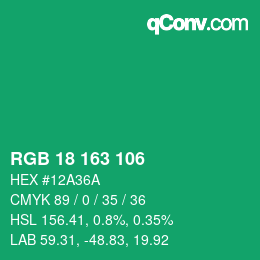 Color code: RGB 18 163 106 | qconv.com
