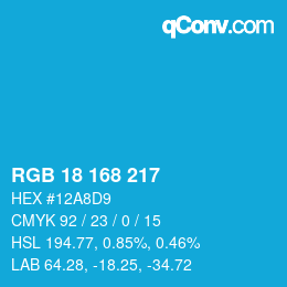 Code couleur: RGB 18 168 217 | qconv.com