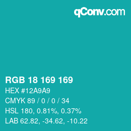 Color code: RGB 18 169 169 | qconv.com