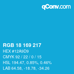 Color code: RGB 18 169 217 | qconv.com