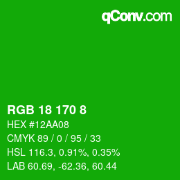 Color code: RGB 18 170 8 | qconv.com