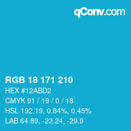 カラーコード: RGB 18 171 210 | qconv.com
