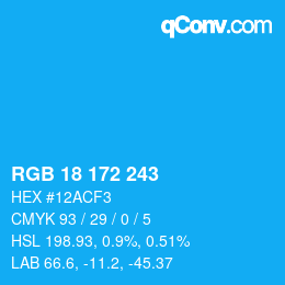 颜色代码: RGB 18 172 243 | qconv.com