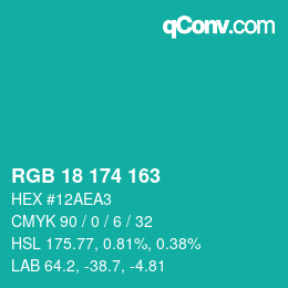 Color code: RGB 18 174 163 | qconv.com