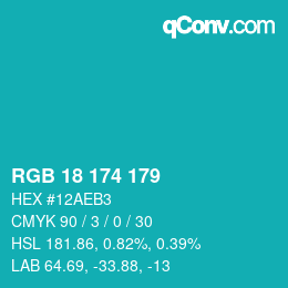 Color code: RGB 18 174 179 | qconv.com