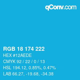 Color code: RGB 18 174 222 | qconv.com