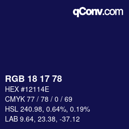 Color code: RGB 18 17 78 | qconv.com