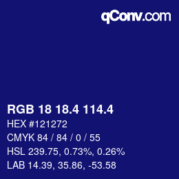 カラーコード: RGB 18 18.4 114.4 | qconv.com