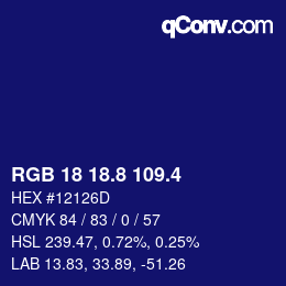 カラーコード: RGB 18 18.8 109.4 | qconv.com