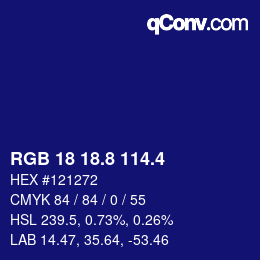 カラーコード: RGB 18 18.8 114.4 | qconv.com