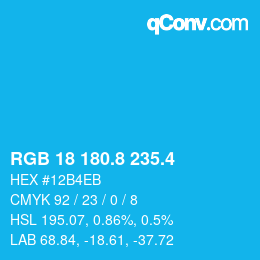 カラーコード: RGB 18 180.8 235.4 | qconv.com