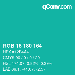 颜色代码: RGB 18 180 164 | qconv.com