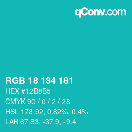 Color code: RGB 18 184 181 | qconv.com