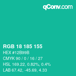 Color code: RGB 18 185 155 | qconv.com