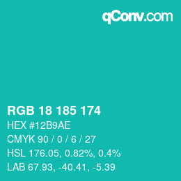 Color code: RGB 18 185 174 | qconv.com