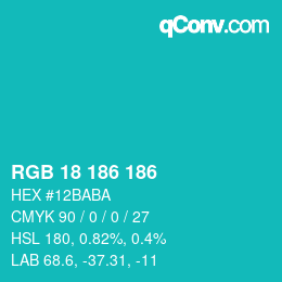 Color code: RGB 18 186 186 | qconv.com