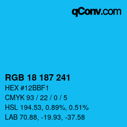 Color code: RGB 18 187 241 | qconv.com